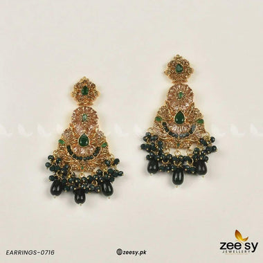EARRINGS-0716 Green Earrings - Zeesy Jewellery Pakistan | Premium Artificial & Imitation Jewellery