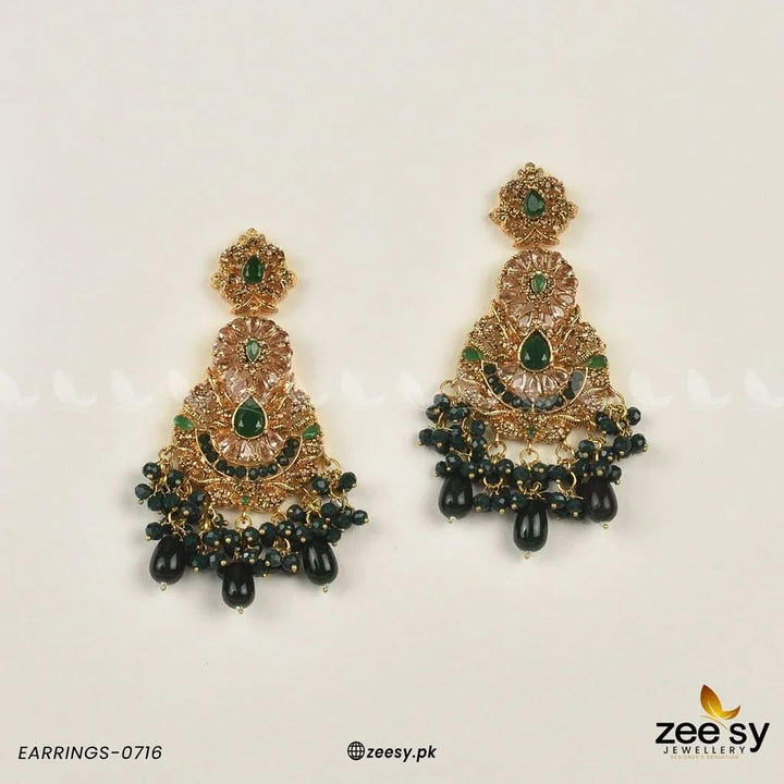 EARRINGS-0716 Green Earrings - Zeesy Jewellery Pakistan | Premium Artificial & Imitation Jewellery
