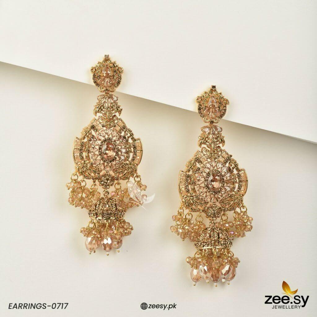 EARRINGS-0717 Champagne Earrings - Zeesy Jewellery Pakistan | Premium Artificial & Imitation Jewellery