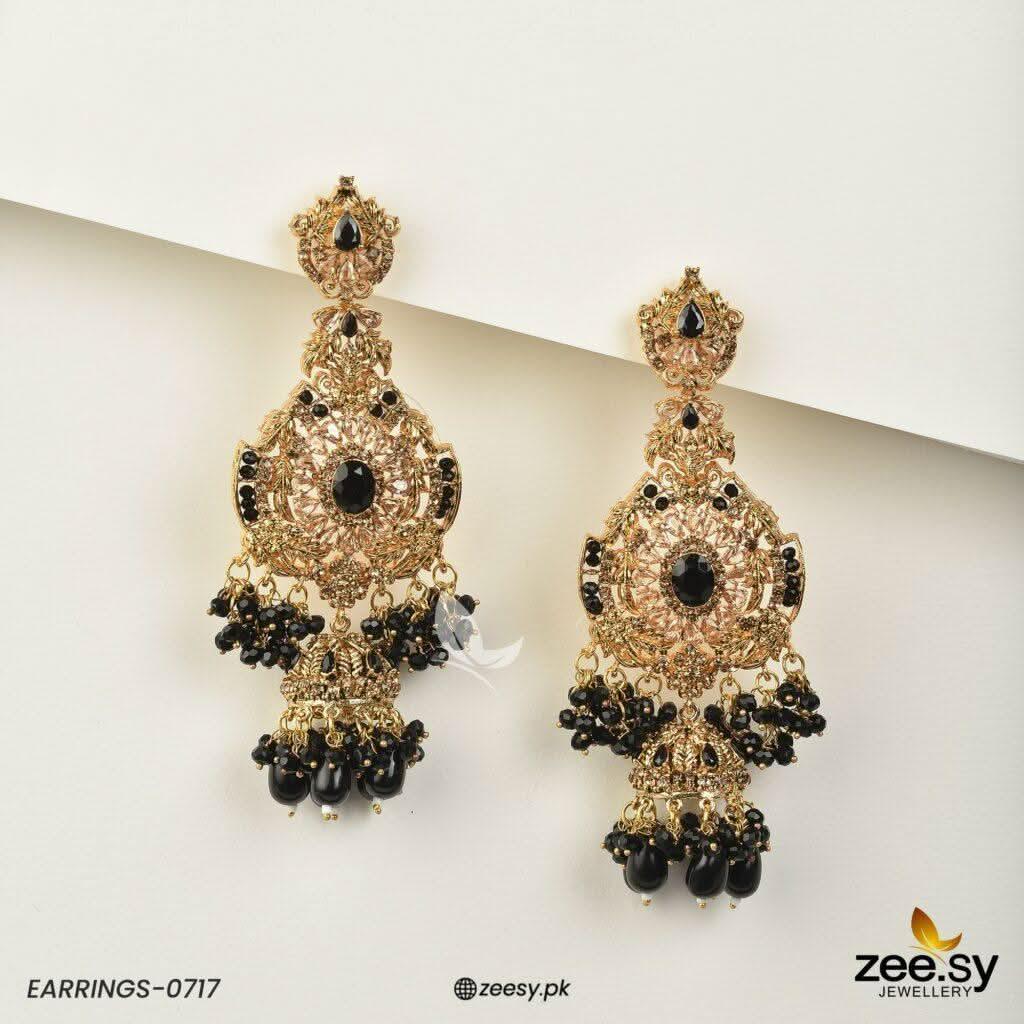 EARRINGS-0717 Black Earrings - Zeesy Jewellery Pakistan | Premium Artificial & Imitation Jewellery
