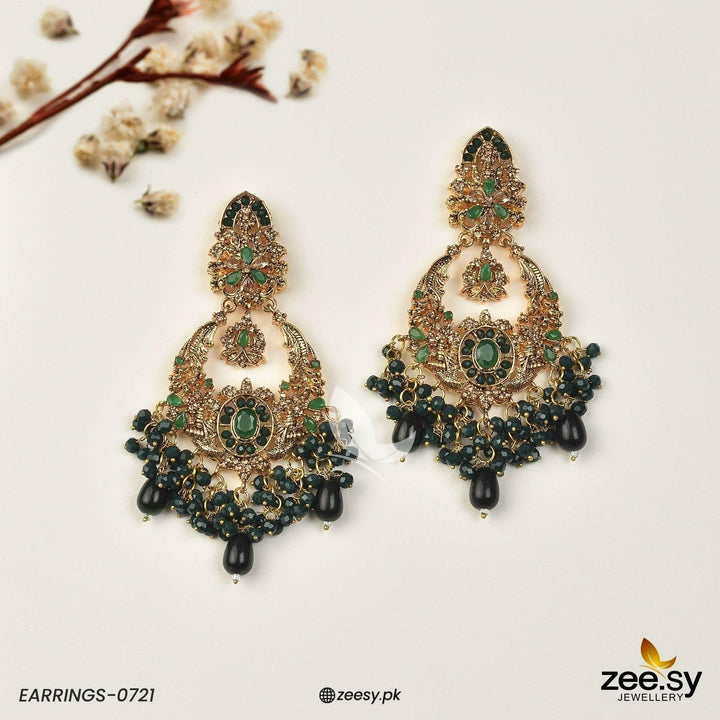Earrings-0721 Green Earrings - Zeesy Jewellery Pakistan | Premium Artificial & Imitation Jewellery