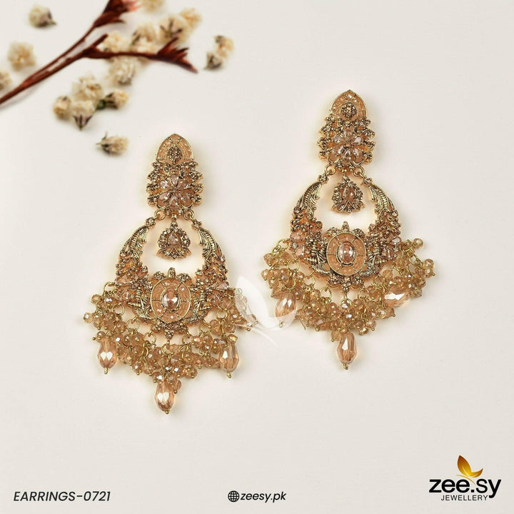 Earrings-0721 Champagne Earrings - Zeesy Jewellery Pakistan | Premium Artificial & Imitation Jewellery