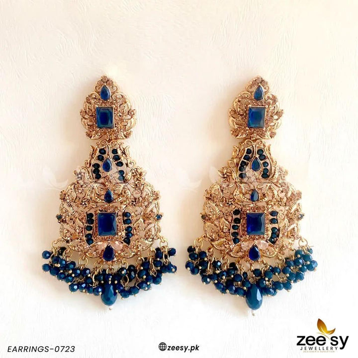 EARRINGS-0723 Blue Earrings - Zeesy Jewellery Pakistan | Premium Artificial & Imitation Jewellery