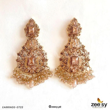 EARRINGS-0723 Champagne Earrings - Zeesy Jewellery Pakistan | Premium Artificial & Imitation Jewellery