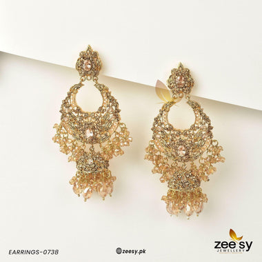 EARRINGS-0738 Champagne Earrings - Zeesy Jewellery Pakistan | Premium Artificial & Imitation Jewellery