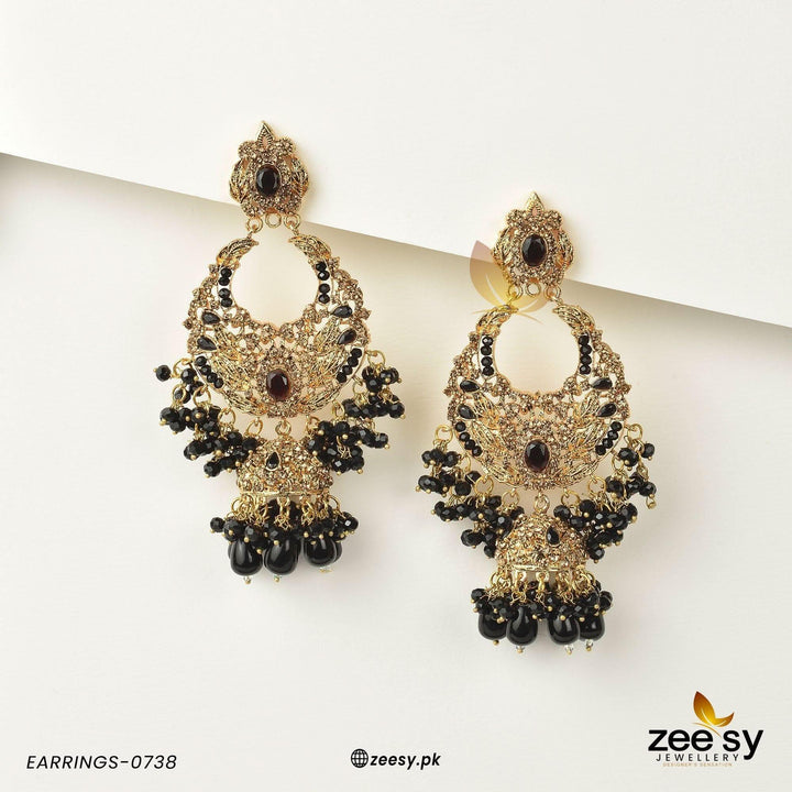 EARRINGS-0738 Black Earrings - Zeesy Jewellery Pakistan | Premium Artificial & Imitation Jewellery