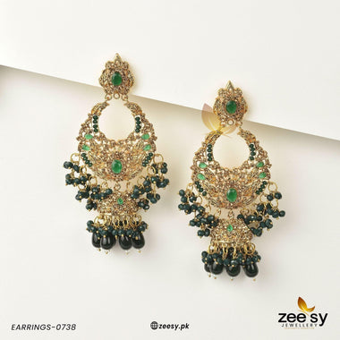 EARRINGS-0738 Green Earrings - Zeesy Jewellery Pakistan | Premium Artificial & Imitation Jewellery