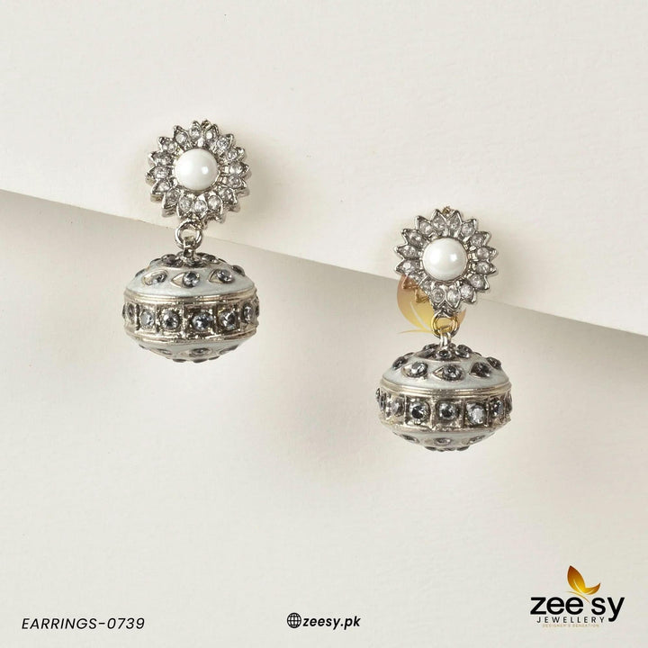EARRINGS-0739 White Earrings - Zeesy Jewellery Pakistan | Premium Artificial & Imitation Jewellery