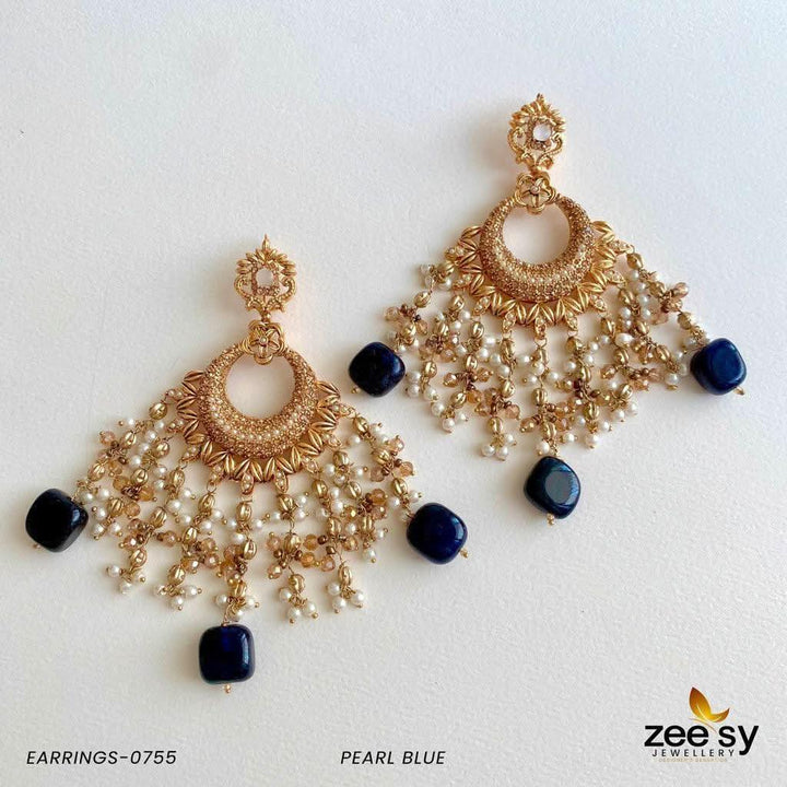 EARRINGS-0755 Pearl-Blue Earrings - Zeesy Jewellery Pakistan | Premium Artificial & Imitation Jewellery