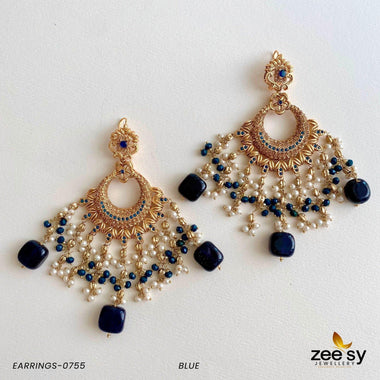 EARRINGS-0755 Blue Earrings - Zeesy Jewellery Pakistan | Premium Artificial & Imitation Jewellery