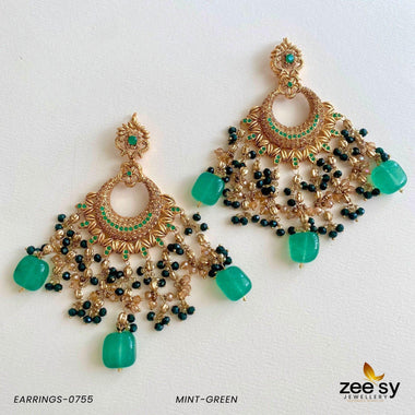 EARRINGS-0755 Mint Green Earrings - Zeesy Jewellery Pakistan | Premium Artificial & Imitation Jewellery