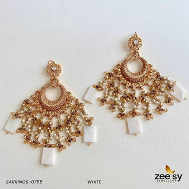 EARRINGS-0755 White Earrings - Zeesy Jewellery Pakistan | Premium Artificial & Imitation Jewellery