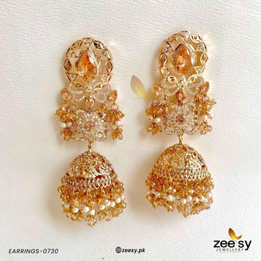EARRINGS-0730 Champagne Earrings - Zeesy Jewellery Pakistan | Premium Artificial & Imitation Jewellery