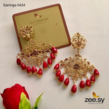 SUNFLOWER EARRINGS-0434 Champagne Red Earrings - Zeesy Jewellery Pakistan | Premium Artificial & Imitation Jewellery