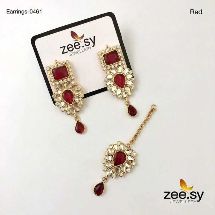 EARRINGS-0461 Red Earrings - Zeesy Jewellery Pakistan | Premium Artificial & Imitation Jewellery