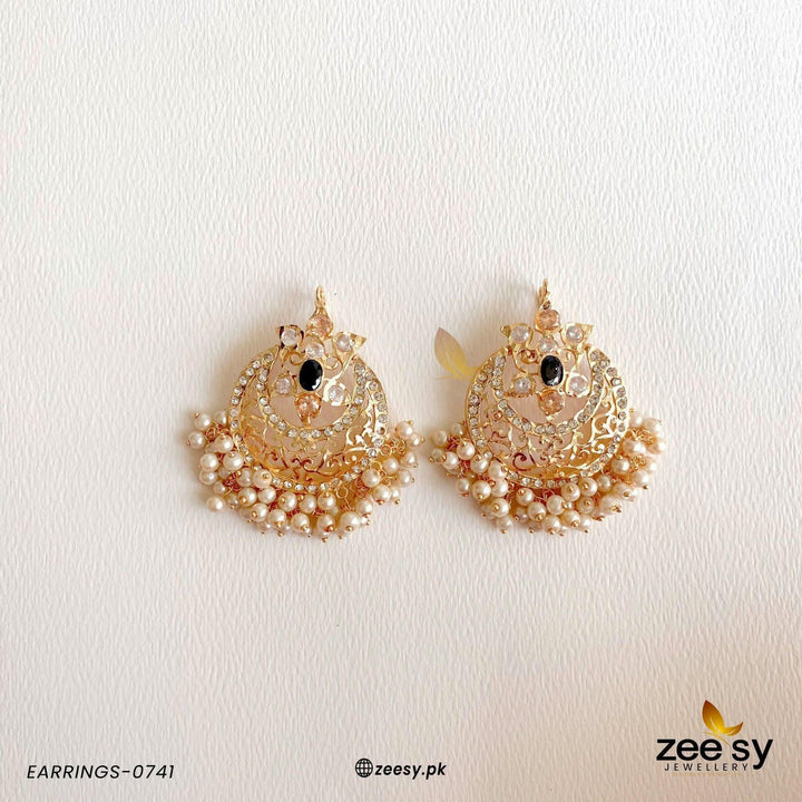 Exclusive Sheesh Gul Stud Earrings Black Earrings - Zeesy Jewellery Pakistan | Premium Artificial & Imitation Jewellery