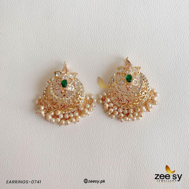 Exclusive Sheesh Gul Stud Earrings Green Earrings - Zeesy Jewellery Pakistan | Premium Artificial & Imitation Jewellery