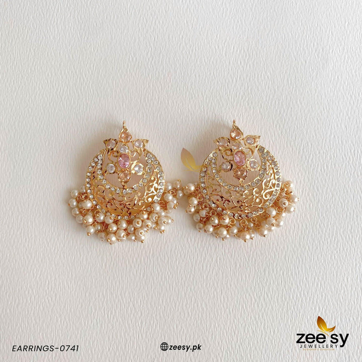 Exclusive Sheesh Gul Stud Earrings Pink Earrings - Zeesy Jewellery Pakistan | Premium Artificial & Imitation Jewellery