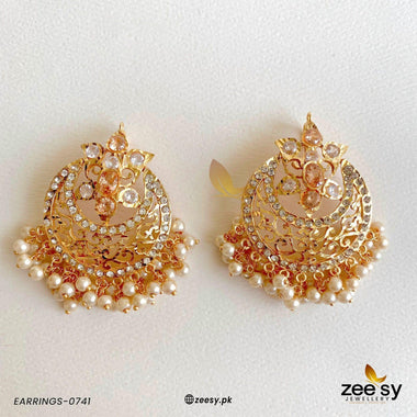 Exclusive Sheesh Gul Stud Earrings Champagne Earrings - Zeesy Jewellery Pakistan | Premium Artificial & Imitation Jewellery