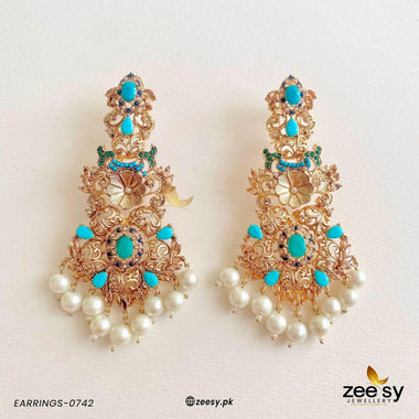 Earrings-0742 Feroza Earrings - Zeesy Jewellery Pakistan | Premium Artificial & Imitation Jewellery