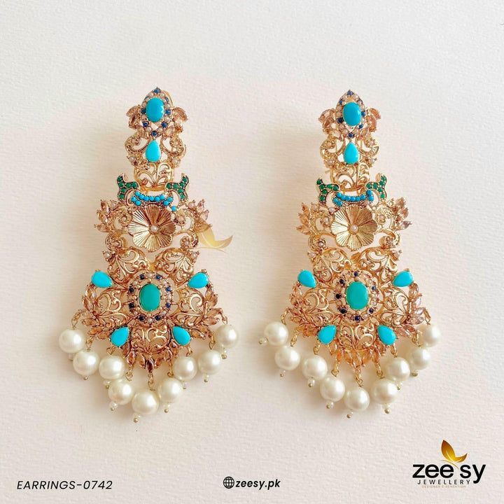 Earrings-0742 Feroza Earrings - Zeesy Jewellery Pakistan | Premium Artificial & Imitation Jewellery