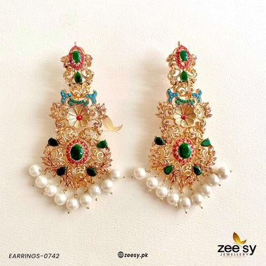 Earrings-0742 Green Earrings - Zeesy Jewellery Pakistan | Premium Artificial & Imitation Jewellery