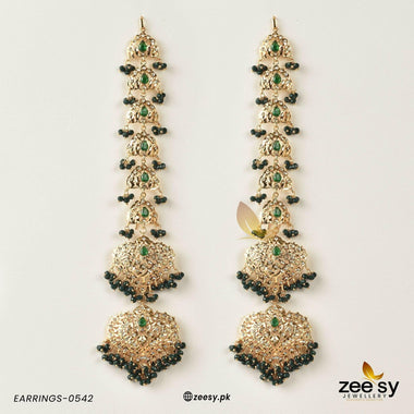 Premium long Pearl Drop Earring Green Earrings - Zeesy Jewellery Pakistan | Premium Artificial & Imitation Jewellery