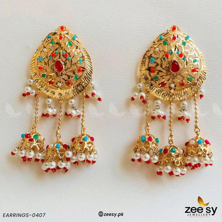Regal Pearl Traditional Drop Earring Earrings - Zeesy Jewellery Pakistan | Premium Artificial & Imitation Jewellery