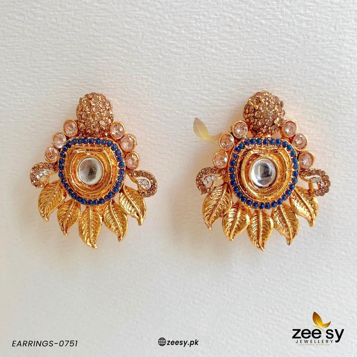EARRINGS-0751 Blue Earrings - Zeesy Jewellery Pakistan | Premium Artificial & Imitation Jewellery