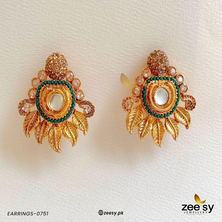 EARRINGS-0751 Green Earrings - Zeesy Jewellery Pakistan | Premium Artificial & Imitation Jewellery