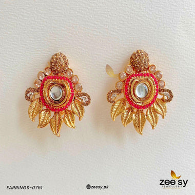 EARRINGS-0751 Red Earrings - Zeesy Jewellery Pakistan | Premium Artificial & Imitation Jewellery
