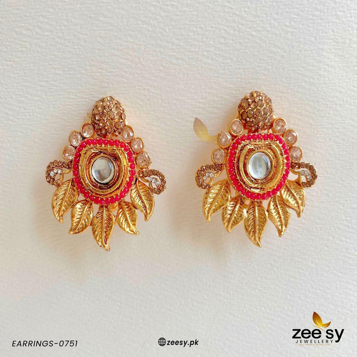 EARRINGS-0751 Red Earrings - Zeesy Jewellery Pakistan | Premium Artificial & Imitation Jewellery