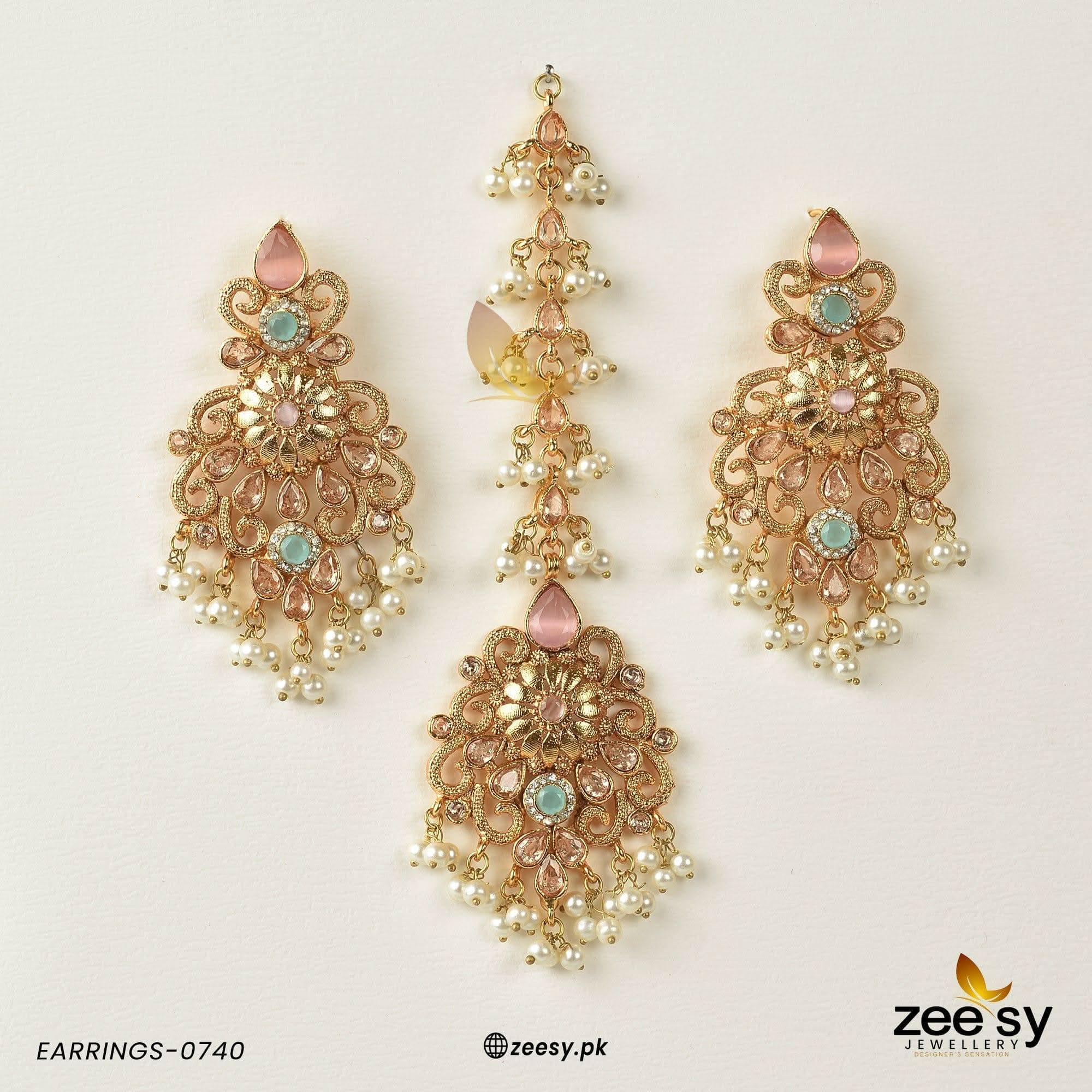 Spark Earrings-0740 Pink Mint-Gren Earrings - Zeesy Jewellery Pakistan | Premium Artificial & Imitation Jewellery