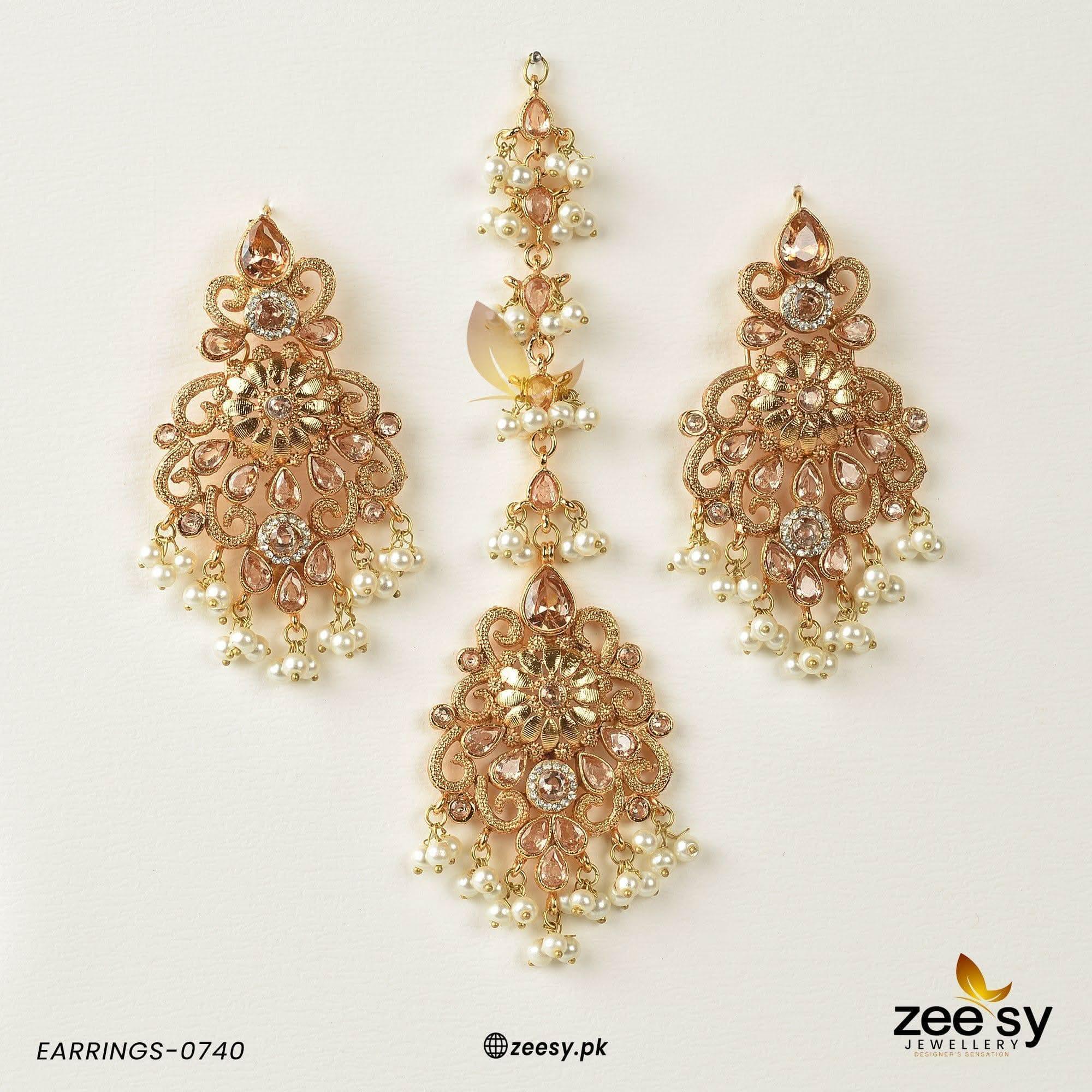Spark Earrings-0740 Champagne Earrings - Zeesy Jewellery Pakistan | Premium Artificial & Imitation Jewellery