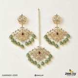 Sunflower Earrings-0305 Pista Center Stone Red Earrings - Zeesy Jewellery Pakistan | Premium Artificial & Imitation Jewellery