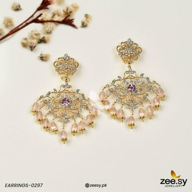 EARRINGS-0297 Pink Earrings - Zeesy Jewellery Pakistan | Premium Artificial & Imitation Jewellery