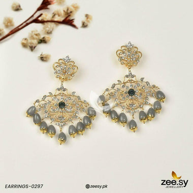 EARRINGS-0297 Grey Earrings - Zeesy Jewellery Pakistan | Premium Artificial & Imitation Jewellery