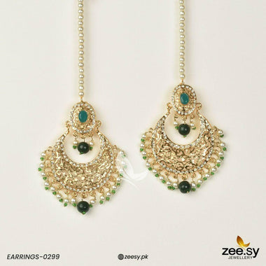 EARRINGS-0299 Pearl Green Earrings - Zeesy Jewellery Pakistan | Premium Artificial & Imitation Jewellery