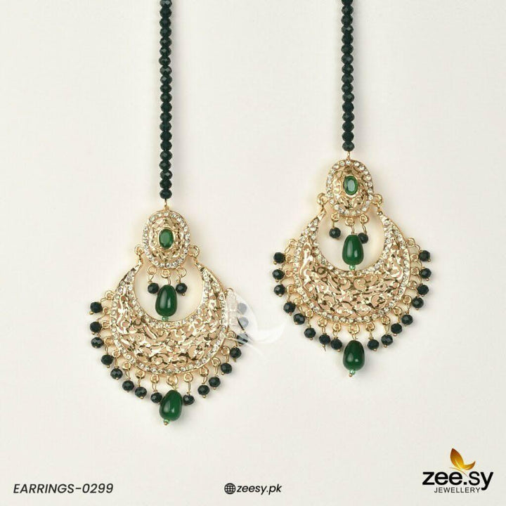 EARRINGS-0299 Green Earrings - Zeesy Jewellery Pakistan | Premium Artificial & Imitation Jewellery