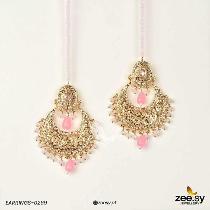 EARRINGS-0299 Pink Earrings - Zeesy Jewellery Pakistan | Premium Artificial & Imitation Jewellery