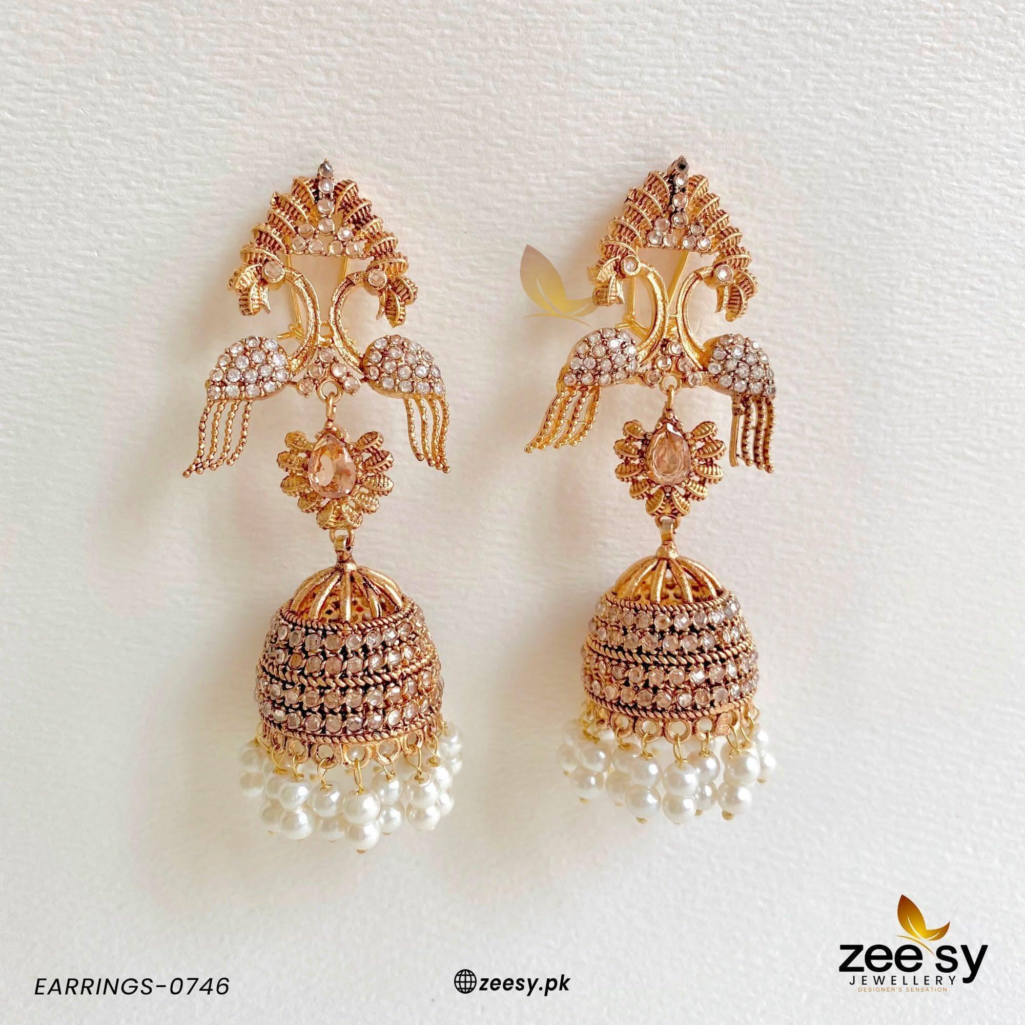 EARRINGS-0746 Champagne Earrings - Zeesy Jewellery Pakistan | Premium Artificial & Imitation Jewellery