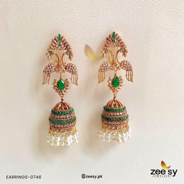 EARRINGS-0746 Green Earrings - Zeesy Jewellery Pakistan | Premium Artificial & Imitation Jewellery