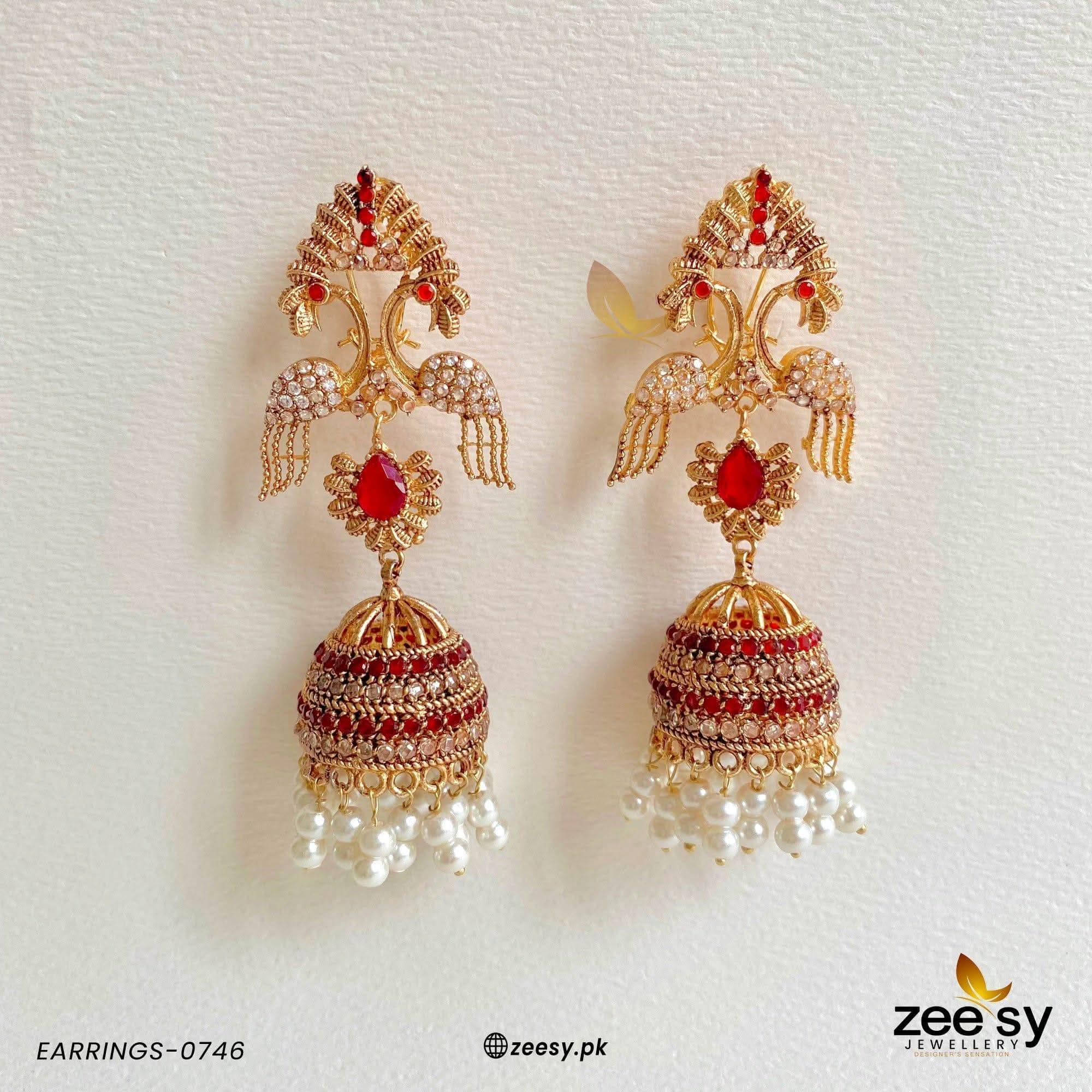 EARRINGS-0746 Red Earrings - Zeesy Jewellery Pakistan | Premium Artificial & Imitation Jewellery