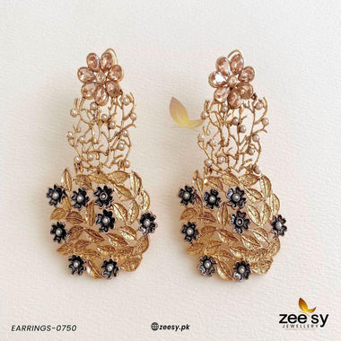 EARRINGS-0750 Champagne Earrings - Zeesy Jewellery Pakistan | Premium Artificial & Imitation Jewellery