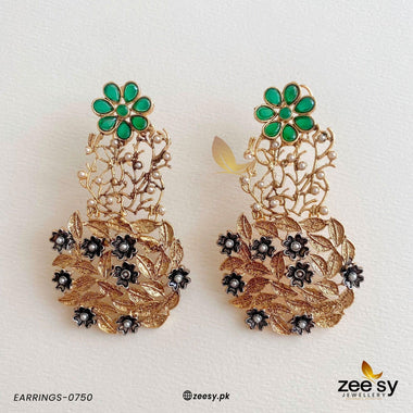 EARRINGS-0750 Green Earrings - Zeesy Jewellery Pakistan | Premium Artificial & Imitation Jewellery