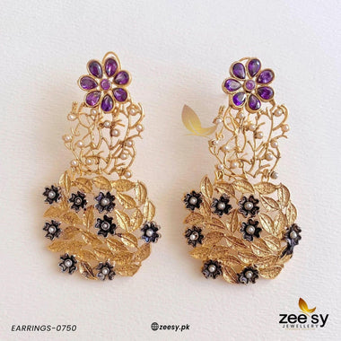 EARRINGS-0750 Purple Earrings - Zeesy Jewellery Pakistan | Premium Artificial & Imitation Jewellery