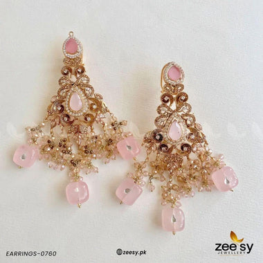 EARRINGS-0760 Pink Earrings - Zeesy Jewellery Pakistan | Premium Artificial & Imitation Jewellery