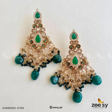 EARRINGS-0760 Green Earrings - Zeesy Jewellery Pakistan | Premium Artificial & Imitation Jewellery