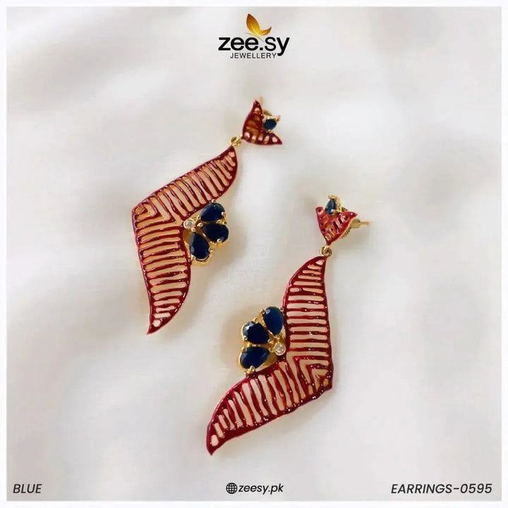 EARRINGS-0595 Red Earrings - Zeesy Jewellery Pakistan | Premium Artificial & Imitation Jewellery
