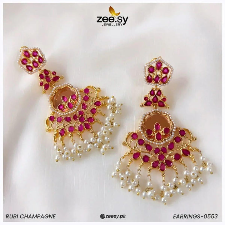 EARRINGS-0553 Rubi Pearl Earrings - Zeesy Jewellery Pakistan | Premium Artificial & Imitation Jewellery
